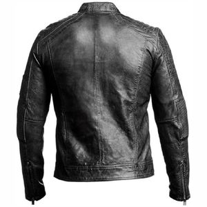 Chaqueta de cuero hecha a medida con cremallera para hombre, chaqueta de moto informal para Otoño e Invierno - Product Image 3