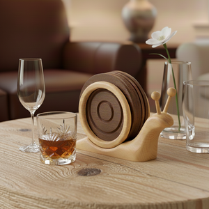Sous-verre en bois naturel de qualité supérieure, design escargot, fait à la main, protection de table rustique, aux prix les plus bas - Product Image 5