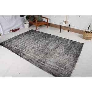 Alfombra Turca Vintage de 5.6x8.2 pies (171x250 cm), Alfombra Gris Negra con Plantas y Árboles - Product Image 2