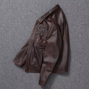<b>Men</b> Genuine Lambskin Brown Color Pattern Leather <b>Trucker</b> <b>Jacket</b> High Quality Customized Embroidered Brand 2025 <b>Jackets</b> - Product Image 2