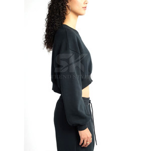 Sweat-shirts courts unis pour femmes, style streetwear, tendance et oversize, de fabricant de haute qualité - Product Image 4
