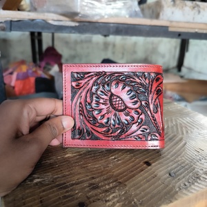 Cowhide Tooled Wallet Western Fashion Women Clutch Bag for Women Customize Size Genuine Leather Cowhide Wallet - Product Image 6