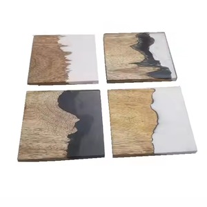 Sous-verres écologiques de luxe ensemble 4 combinaison sophistiquée bois résine Art moderne Style modèle motif décoration de la maison artisanat utilisation - Product Image 6