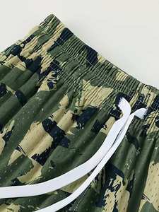 High Street Style Men's Camouflage Pattern Breathable Active Shorts Loose Fit Sublimation Solid Pattern <b>Drawstring</b> Mesh Knitted - Product Image 4