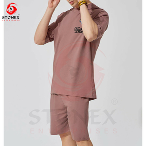 Conjunto de Dos Piezas de Ropa Deportiva para Hombre, Estilo Urbano Otoñal, Personalizado, Transpirable, de Poliéster/Algodón, Camisetas y Pantalones Cortos - Product Image 2