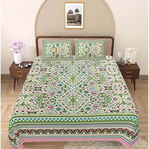100% Cotton Green <b>Floral</b> 3-Piece King <b>Sheet</b> Set with 2 Pillow Covers (ADB1495) - Product Image 2