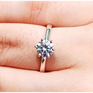 Handmade Six-Pronged Cubic Zirconia <b>Solitaire</b> <b>Ring</b> in Sterling <b>Silver</b> Birthday Anniversary or Bridesmaid Gift - Product Image 3