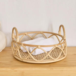 Bandeja de Mimbre Tejida a Mano Estilo Cesta de Ratán Natural al por Mayor, Bandeja de Servicio con Borde Alto, Organizador Decorativo para el Espacio de Vida - Product Image 6