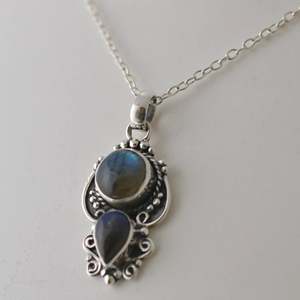 Navya Craft 925 <b>Solid</b> Sterling <b>Silver</b> Women's <b>Necklace</b> with Labradorite Handmade Boho Christmas Jewelry Gift Pearl Main Stone - Product Image 2