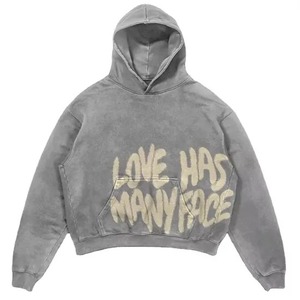 Sudadera con capucha Unisex de algodón 100% de alta calidad, lavado ácido personalizado, estampado suelto, cremallera completa, estilo callejero para hombres y mujeres para invierno - Product Image 3