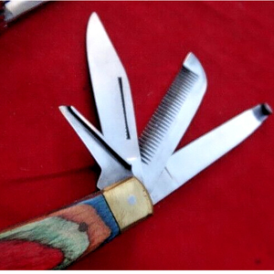 Cuchillo para pezuña de herrador de caballos con mango de madera de acero inoxidable, cuchillos de escofina recortadora para cuidado de pezuña izquierda/derecha de doble cara - Product Image 5