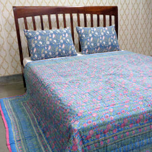 Couvertures de lit du fabricant indien Hand Block Imprimé Soft Cotton Voile Dohar Queen Size Couvertures de lit à vendre à bas prix - Product Image 3