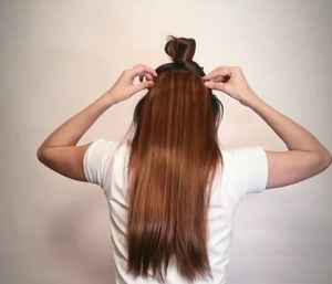 BULK STOCK COMFORTABLE REMY CUTICLE ALIGNED 100% VIRGIN SILKY STRAIGHT WAVE HAIR EXTENSIONS MICRO LOOP HAND <b>TIED</b> HAIR HAIR - Product Image 2