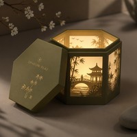 Boîte à ombres hexagonale en papier découpé au laser, diorama multicouche, emballage cadeau, lanterne décorative