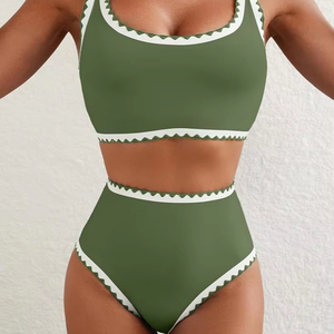 OEM personalizado fabricante logotipo personalizado cuello en V cremallera traje de baño de alta Bikini traje de baño de las mujeres traje de baño de una pieza - Product Image 1