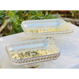 การออกแบบใหม่ล่าสุดถาดเสิร์ฟอาหารถาดแสดงขนมหวานวินเทจสีเงินในราคาขายส่งสําหรับการขายร้อน - Product Image 2