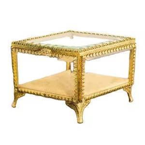 Handmade Gold-Finished Hexagon Shape Ring <b>Box</b> <b>Clear</b> Glass <b>with</b> Brass Border Jewelry Makeup Storage <b>Lid</b> - Product Image 5