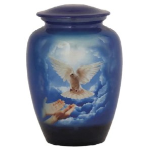 โกศโลหะพร้อมสติกเกอร์ที่สวยงามอลูมิเนียมพร้อมโกศศพดีไซน์แบบคลาสสิกด้วยแสงแดด & เจอราฟ - Product Image 3