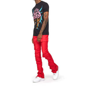 Pantalones de chándal apilados para hombre con diseño y logotipo personalizados al por mayor 100% tela de algodón Flare Track Jogger polar a la venta - Product Image 1