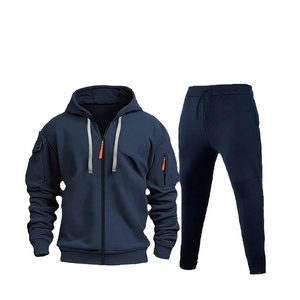 Unisex Winter Fleece Lined Breathable Cotton Sporty Tracksuit Set Full Zip Hooded Joggers Sweatpants Pockets Jogging Warm - Product Image 2