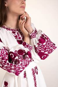 Ukraine's Latest Elegant <b>Maxi</b> <b>Dress</b> <b>for</b> <b>Women</b> Casual <b>Short</b> Sleeve Embroidered Flower Neck Natural Waistline 100% Cotton - Product Image 4