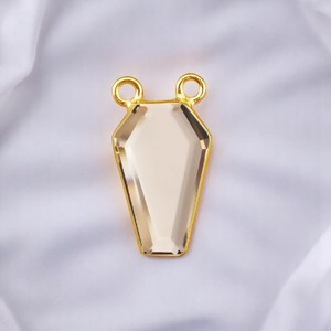 Nouvelle arrivée en argent Sterling forme de cercueil Quartz fumé pierres précieuses Double caution fabrication de bijoux connecteur offre limitée en vrac en gros - Product Image 1