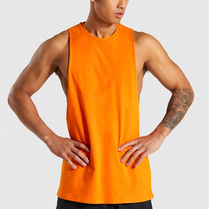Venta al por mayor de los hombres en blanco músculo Tops cuello redondo peso pesado gimnasio entrenamiento 100% algodón Jersey dobladillo inferior estilo Etiqueta Privada camisetas sin mangas - Product Image 2