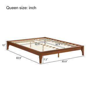 12 Inch Solid Dry Bamboo Wood Platform <b>Bed</b> Frame <b>Convertible</b> with Metal Support No Box Spring Needed Easy Assembly - Product Image 4
