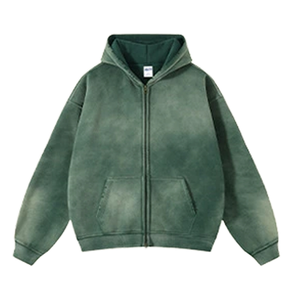 <b>Mens</b> Vintage Washed Full Zip Hoodie Heavyweight Fleece Oversized Casual Hooded <b>Sweatshirt</b> Winter Wear - Product Image 5