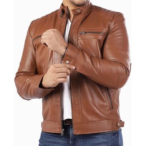 Chaqueta de Cuero con Capucha Personalizada de Primera Calidad, Nueva Moda, para Hombre, Corte Regular, Estilo con Cremallera, 100% Original, Relleno de Poliéster - Product Image 2