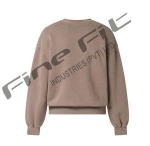 Sweat-shirt unisexe en coton mélangé, doublure en polaire, surdimensionné, col ras du cou, pull à manches longues, teint uni - Product Image 3