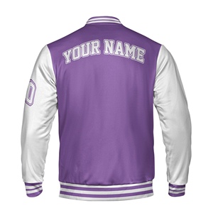 Chaqueta universitaria blanca y morada básica personalizada, chaqueta deportiva con letras y cita nostálgica para mujer, Haus Industries - Product Image 6