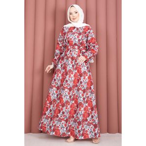 Abito con cintura a fantasia floreale <span class=keywords><strong>rosso</strong></span>, stile High Street, ODM, per feste, taglia XS, vita impero, con volant naturali, drappeggiato, lavabile - Product Image 4