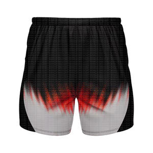 Pantalones cortos deportivos con logotipo personalizado para hombre, para correr, gimnasio, transpirables, activos, atléticos, con dobladillo dividido, de poliéster elástico - Product Image 1