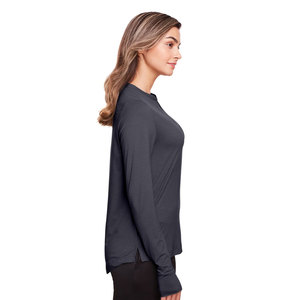 Polo de rendimiento para mujer de poliéster 100%, camisetas de golf clásicas de manga larga que absorben la humedad - Product Image 3