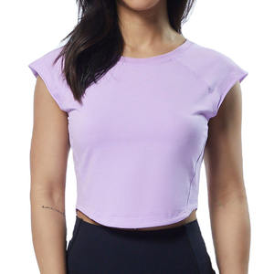 Top corto personalizado para mujer, camisetas para mujer, tops cortos de cuerpo corto de alta calidad, Top corto de algodón en blanco - Product Image 1