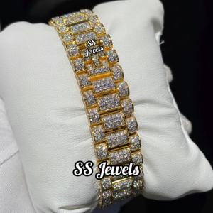 Montre automatique de luxe unisexe, sertie de diamants, fabriquée à la main, en acier inoxydable, 41 mm, haute qualité, diamants VVS, plaqué or jaune, glacée, hip-hop - Product Image 4