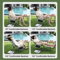 Chaise longue pliante portable d'extérieur - Utilisation camping, plage, jardin - Design inclinable - Dossier réglable - Capacité 120 kg - Polyester