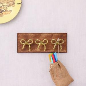 Handmade Bulk Decorative Wooden Wall Hook for Hanging Clothes with Gold Bow Metal Hooks for Bedroom WHK-2127 - Product Image 6