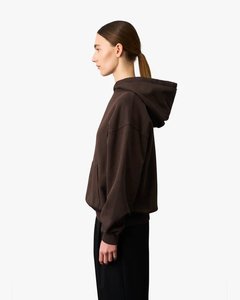 Custom Logo Accepted 100% Cotton Fleece Thermal Oversized Hoodie Unisex Sweatshirt Winter Solid <b>Chocolate</b> Color High Quality - Product Image 3