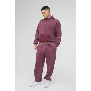 Survêtements pour hommes surdimensionnés et délavés avec fausses poches, effet usé, respirants, à capuche, imprimés, motif uni, fabriqués au Pakistan, collection 2025 - Product Image 1