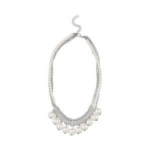 Urthn Collier élégant et audacieux 1107012B Perle blanche avec finition rhodium Accessoire de qualité supérieure - Product Image 1