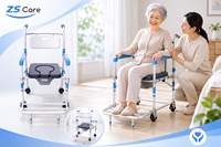 Fauteuil de douche multifonctionnel 3-en-1 avec roulettes verrouillables pour personnes âgées