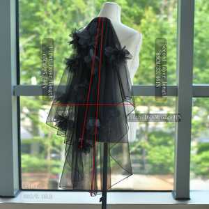 ผ้าคลุมหน้าเจ้าสาว Bridella M178 สีดำ ผ้าตาข่ายเนื้อนุ่ม สวมใส่สบาย หรูหรา ยาวพิเศษ สำหรับงานแต่งงาน ตกแต่งโบสถ์ ประดับมุก สำหรับงานปาร์ตี้ งานพรอม - Product Image 4