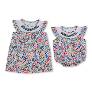 OEM/ODM/RTS Robes pour bébés filles à manches volantées et motifs floraux, vêtements pour la fête des Mères, vêtements pour bébés à motifs floraux, vente en gros de barboteuses pour bébés - Product Image 2