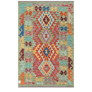 Alfombra Kilim de Maimana, Afganistán, 153 x 102 cm, Alfombra Tradicional Afgana - Product Image 1
