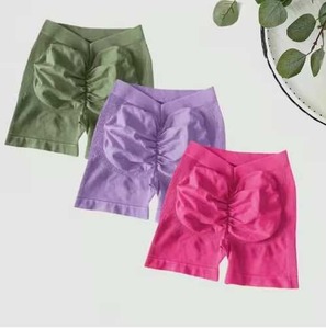 กางเกงขาสั้นผ้าไนลอนสำหรับผู้หญิงสำหรับใส่วิ่งเอวเป็นกรด10สี3แบบกดสำหรับเล่นโยคะฟิตเนสยิมกางเกงขาสั้นกีฬาสีพื้น - Product Image 1