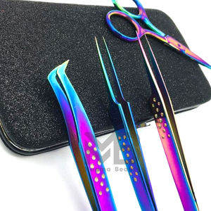 Pince à épiler pour cils Dots Grip Multi Plasma Couleur Enduit Japonais Pointe en fibre d'acier inoxydable Pince à épiler avec nom de marque personnalisé - Product Image 4