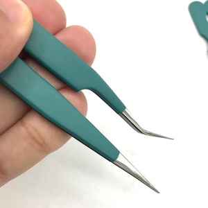 Pinces à cils professionnelles personnalisées avec logo, en acier inoxydable, 45 degrés, multifonctionnelles, volume, fibre, pointues, faible MOQ - Product Image 2