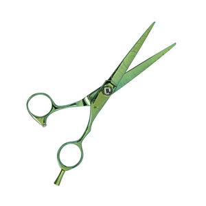 Ciseaux de coupe de cheveux fantaisie pour barbier avec lame tranchante en acier inoxydable et repose-doigt miroir en acier métallique poli - Product Image 2